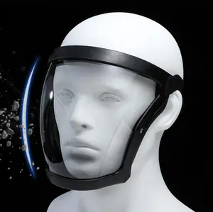 Easy Drawstring Closure - Adjustable Full-Face Protective Shield - Durable Plastic Safety Mask with Transparent Visor - Heat & Impact Resistant for Work, Kitchen, and Outdoor Use