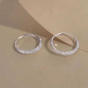 Women's 925 Sterling Silver Large Hoop Earrings, Hypoallergenic, Crystal Adorned CZ Diamond Embedded Stones Earrings, Fashionable Jewelry for Daily Wear & Banquets