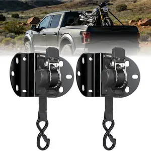 Kingfun Retractable Ratchet Straps for 2015-2026 Ford F150 Accessories, Self Retracting Tie Down Straps (2-Pack), 1,500lb Break Strength Heavy Duty Truck Bed Securing System, 1 Inch x 10 Feet, Black