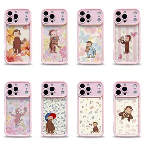 TY-Curious Georgeee Floral Garden Phone Case,Whimsical Nostalgic Kids Art Cover For iPhone 11 12 MINI 13 MINI 14 15 16 17 Air Pro Max for Samsung S26 S25 S24 S23 S22 S21 Case, Gift for her/him/fans,Cute Monkey Cartoon Phone Case