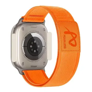 Fearless Trail Loop Nylon & Leather Watch Strap, Stylish Wearable Accessories, Multi-Size Lightweight 3pcs-d Accessory with Real Leather Buckle - Comfortable, Durable, Multiple Colors, Compatible with 44-49mm Smart Watches