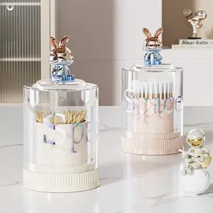 Creative Cartoon Toothpick Holder Custom Home Edition Multi-Function Cotton Swab & Dental Floss Organizer Adorable Toothpick Cylinder