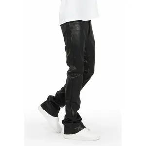 Ricky Black Faux Leather Stacked Jean