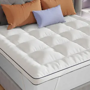 Mattress Topper Queen, Thick Pillow Top Mattress Pad for Back Pain Relief, Soft Bed Topper with Down Alternative Filled, Washable Mattress Cover with Straps