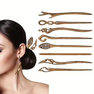 8 Pieces Wooden Hair Sticks Japanese Hair Chopstick for Women Bun Maker, Chinese Chopstick Hairpin for Women Handmade Chignon Maker Accessories(Classic Pattern)