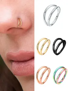 Double Septum Nose Ring Hoops, Cartilage Hoop Earrings for Women & Men, Open Stacked Design, Unisex Body Jewelry Accessory, Nose Piercing Jewelry