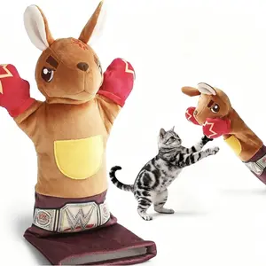 Rumble Roo Cat Wrestling Toy #SummerVibes #petlovers, 22-Inch Kangaroo Puppet with Catnip Pouches & Treat Pocket, Reinforced Glove for Kicking, Bonding Toy for Cats