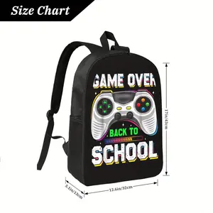 A Back to School Funny for Boys Game Over Back to School T 1 1 4xx backpack for school Fashionable Polyester Printed Backpack Simple and Elegant, for Teenager