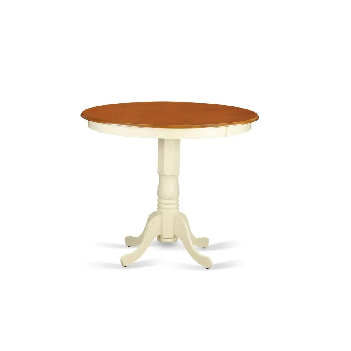 East West Furniture High Quality Material Counter Height Dining Table - 36x36x36in, Buttermilk & Cherry Finish, Glossy Surface, Pedestal Base, for Home Bar, Bar Decor