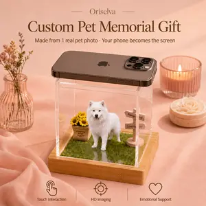 Personalized Acrylic Memory Display Box, Decorative Desktop Keepsake.Memorial Gift That Moves – Custom Pet Photo Display