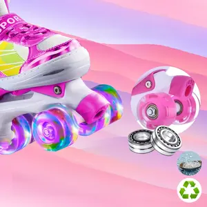 [Light Up | Adjustable] Light Up Wheels Adjustable Roller Skates | Boys Kids 4-12 Roller Skates | Fun Rollerskate For Youth Toddlers