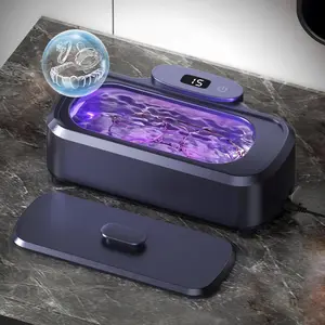 Ultrasonic Retainer Cleaner Machine, 48kHz 420ML Jewelry Cleaner with Purple lamp care & Mirror, 3 Modes for Toothbrush,Dentures,, Ornament, Efficient 360° Deep (Blue)