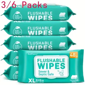 LotFancy Large 3/6 Pack of Wet Wipes | Thick wet wipes for anal use, 144/288 wipes, safe for septic tanks and drains, dissolves quickly.