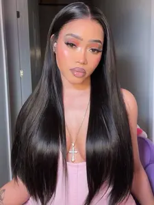 【NEW】Arabella 250% Super Double Drawn Water Fall HD 13X6 Glueless Vietnamese Raw Human Hair Wig with Adjustable Drawstring Natural Black Silky Straight Luxury Full Ends