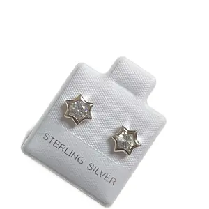 Aretes de Plata 925 auténtica y original acabado brillante en Forma de estrella para ellas
