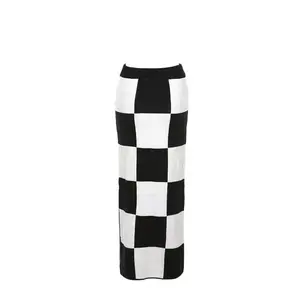Check Mate Black and White Checkered Maxi Skirt