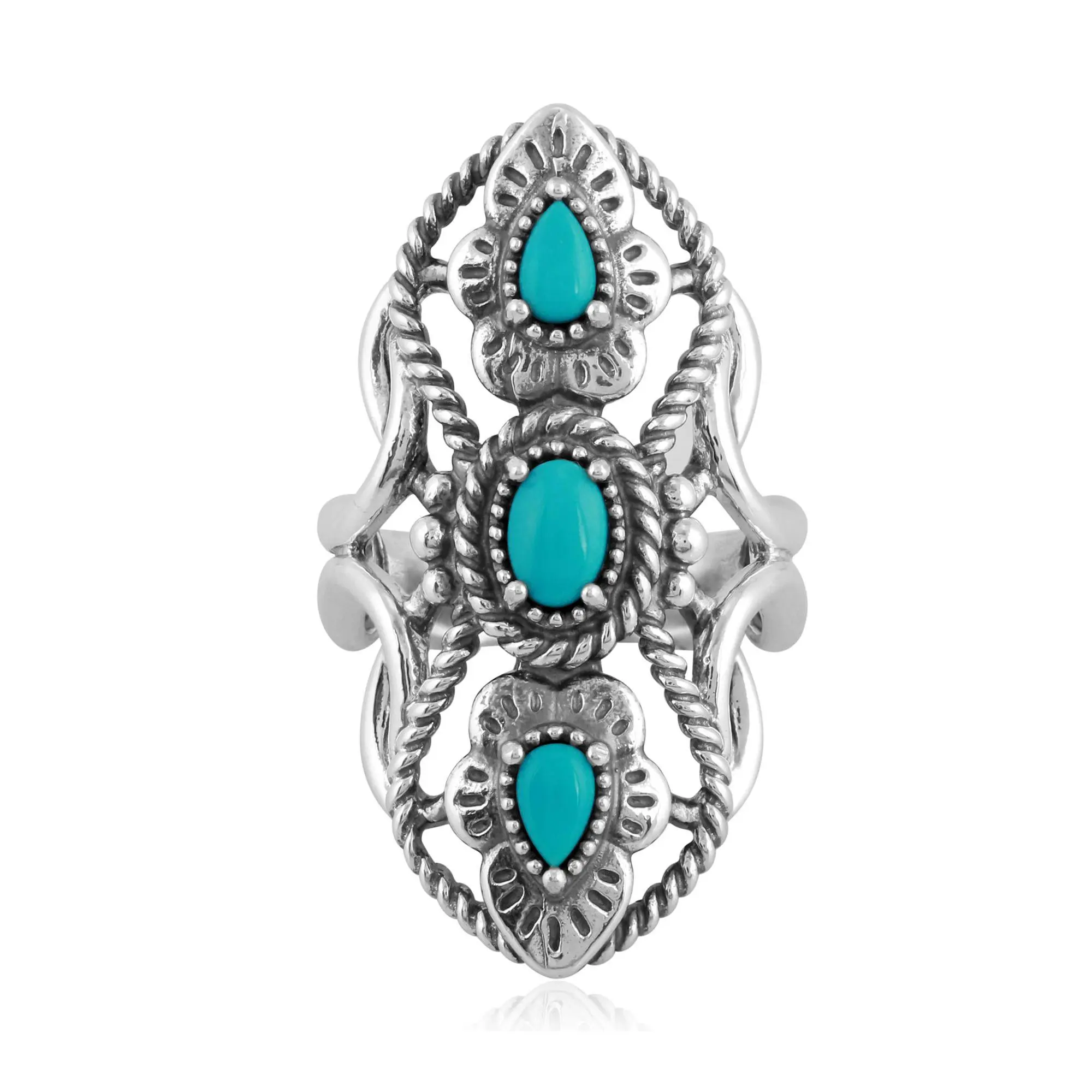 American West Sterling Silver Elongated Gemstone Ring