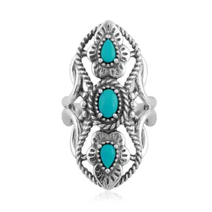 American West Sterling Silver Elongated Gemstone Ring