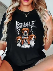 100% Cotton T shirts Best Beagle Dog Dad Heavy Metal Dog Mom Thunder Puppy T-Shirt Breathable & Comfort Fit Tee Women,Short Sleeve Crew Neck Top for All Seasons,Graphic Tees Women Tops
