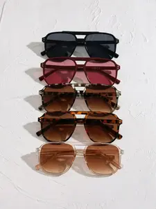 5 Pairs Fashionable Women's Double Bridge Large Frame Sunglasses, Sweet Cool Style, Ideal for Daily Commute, Street Outing, Music Festivals