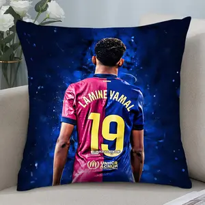 1pc Lamine Yamal Football Jersey Pillow Cover - Double-Sided Print, for Office, Living Room, Bedroom Decor, or Sports Fan Gifts (Pillow Insert Not Included), Bedroom Decor Accessory |   Dynamic Player Design |   Zippered Pillowcase, Football Room Decor