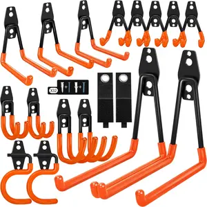 18 Pack Garage Hooks Heavy Duty - Anti-Slip Coating Garage Storage Hooks for Hanging BikeLadderGarden ToolsHose
