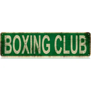 Aluminium Sign Boxing Club sign Metal Tin Sign 4" x 16" Home Kitchen Outdoor | Indoor Wall Decor Garden Yard Signs Fence Iron Net Post Gift for Men