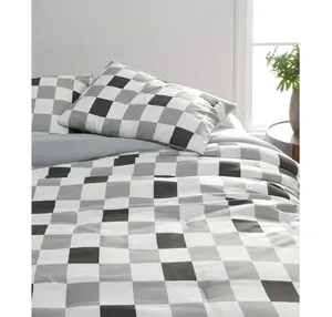 Grey Checkerboard Comforter, Twin Set - Comfortable Cushions for Your Bed, Comfortable and Stylish Design