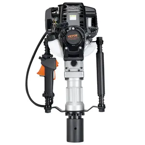 Father's Day Gift 37.77cc Gas-Powered T Post Driver 4-Stroke Fence Piling Pounder w/ 2 Head