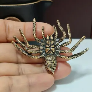 Vintage Solid Brass Large Spider Figurine Tea Pet Office Sculpture Desk Decor Copper Craft Gift Animal Landscape Decoration