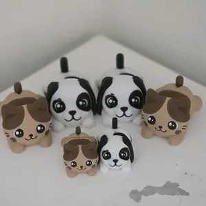 Kawaii 3d printed Articulating Dog, Cat or Bunny with matching keychain Custom