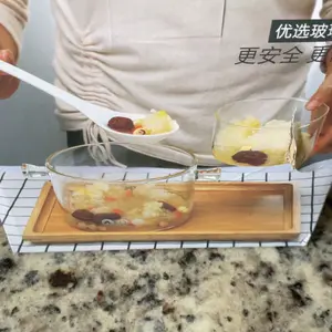 High Borosilicate Glass Pot with Lid Saucepan Soup Pot for Noodles Stovetop Safe for Gas Electric Induction Cooker Heat Resistant Cooking Pot for Boiling Stewing