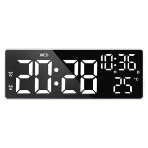Creative LED Large Screen Digital Clock, Dual Power (Battery & Plug-in) Electronic Clock for Home Desktop