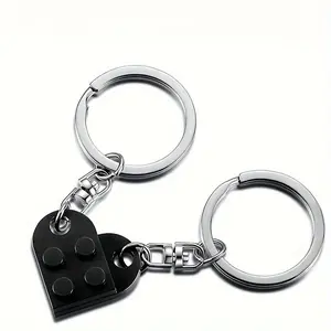 2/20pcs Wine red black love Heart building blocks lovers Keychain Valentine's Day gift friendship women, men and women love building blocks Keychain birthday gift