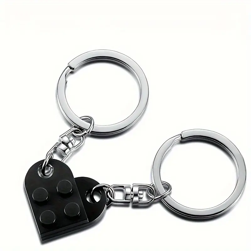 2/20pcs Wine red black love Heart building blocks lovers Keychain Valentine's Day gift friendship women, men and women love building blocks Keychain birthday gift