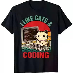 Coder Programmer Cat Lover Cat Dad I Like Cats _ Coding Gift Unisex T-Shirt
