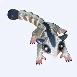 3D Printed Articulated Sugar Glider Fidget - Pearl White with Grey Accents, Detailed Design, Fun and Engaging Fidget Toy