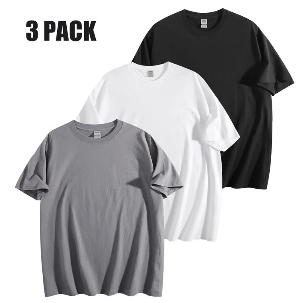 Men's 3-Pack Premium Organic Cotton Fitted Crew Neck Short-Sleeve T-Shirts - Lightweight, Soft, Breathable, Classic Basic Streetwear Athletic Tops for Casual Layering (Unisex Option Available), Plain Menswear