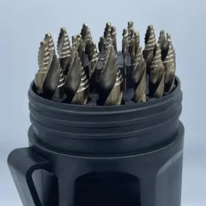 M3 Cobalt Reaper Stiletto Step Tip 29 Piece Set 1/16" to 1/2" by 64th - Patented M3 Alloy with Molybdenum & Tungsten for Sharp Performance