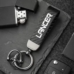 Mitsubishi Lancer Carbon Fiber Car Keychain Set, Premium Auto Modification Key Fob with Screwdriver & Rings, Durable Design