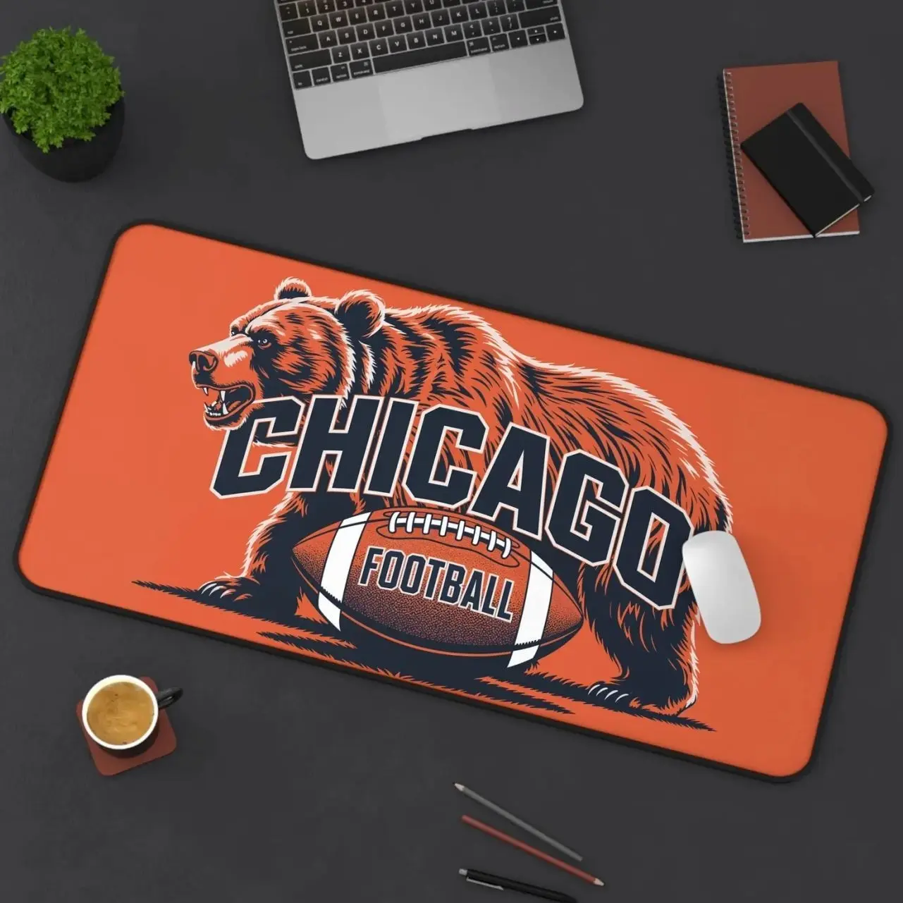 Chicago Football High Definition Print Non Slip Desk Mat Office Home Mouse Pad Sports Fan Gift Ultra Smooth Surface Rubber Backing