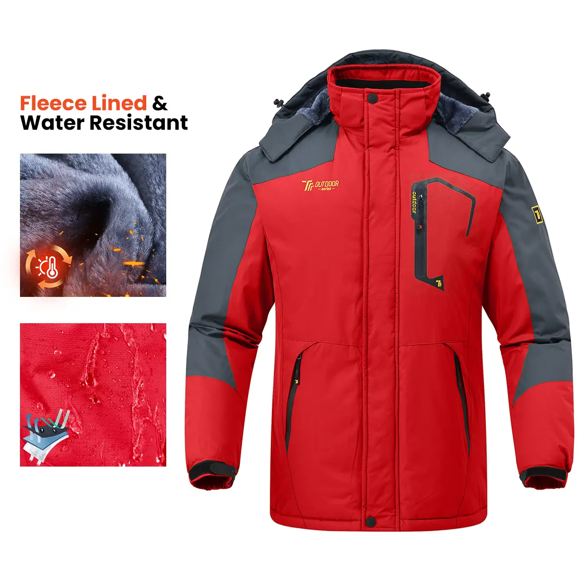 YSENTO Mens' Winter Coats Water Resistant Ski Snow Jacket Warm Fleece Jacket Parka Raincoat With Multi-Pockets Outerwear  windbreaker fits Premium Outdoor Apparel Sport Outdoor Clothes