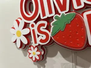 Strawberry Cake Topper Party Supply Personalized Birthday Theme 8x7.5 Made to Look Stunning in Any Party Cake