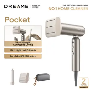 Dreame Pocket Hair Dryer - Ultra Lightweight Blow Dryer with 2 Styling Attachments, Fast Drying, High-Speed Brushless Motor, 300M Negative Ions, Low Noise, Portable for Home & Domestic Travel & Gym