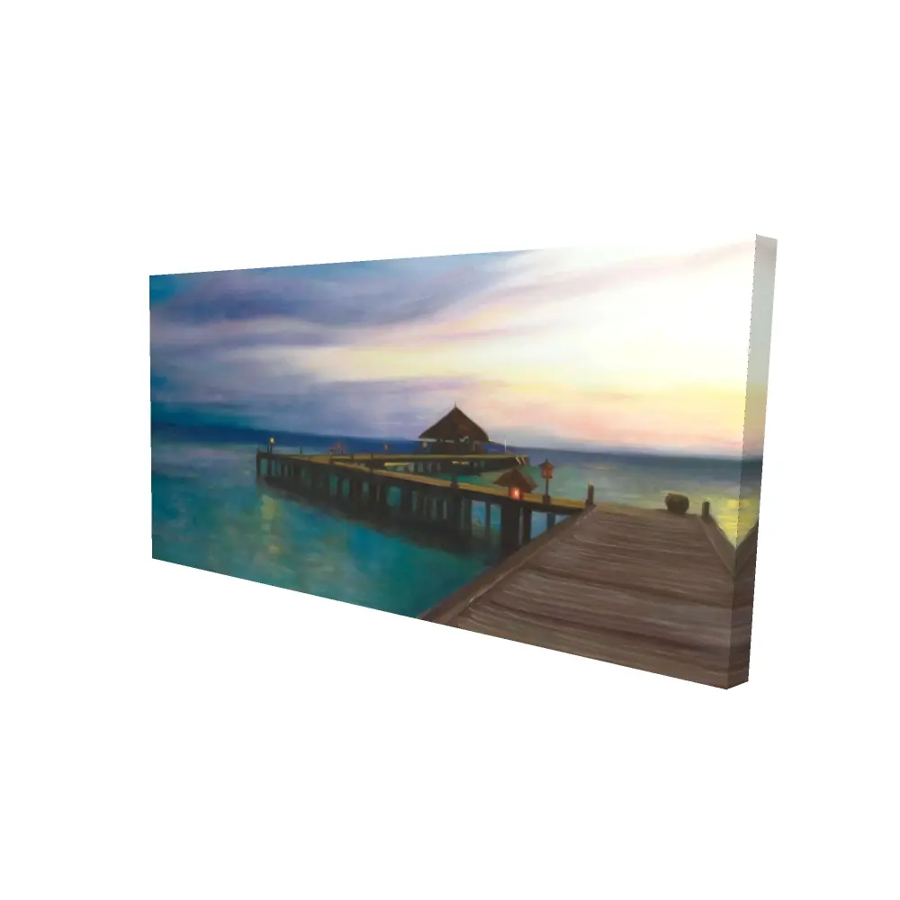 360 Stand 24x48 in. Artistic Coastal Boardwalk Sunset Landscape Poster Print, 360-Degree Stand for Home Decor & Supplies, Adventure-Themed Decoration Gift for Room Walls, Wall, Artwork, Nature, Coastal Decor, Photo, Wall Decor