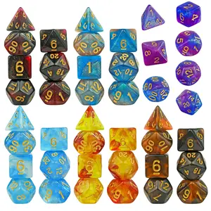 7 Piece Starry Effect Dnd Dice Set, Fun Tabletop Game Accessories, Perfect for Dungeons Game Role-Playing Games