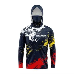 Outdoor fishing sun protection clothing with hood and face mask, lure camouflage long-sleeve ice silk quick-dry for sea fishing Men's  Fashion Breathable tracksuits men outdoorfun athleisure sweatsuit baggy