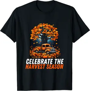 Fall Autumn Leaves Celebrate The Harvest Season Pumpkin T-Shirt - Nafeesaami Shop 60B0CGQJV2LH