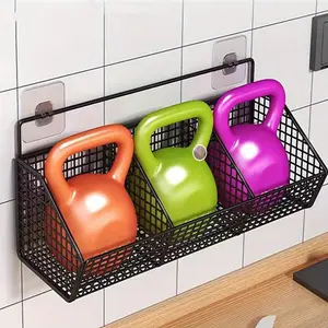 1pc Modern Wall-Mounted Kitchen Storage Steel Mesh Basket, Durable Metal Wire Organizer for Spices Garlic Onions and Vegetables, Perfect for Home and RV Kitchen Use