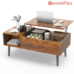 SweetFurniture Coffee Table, Lift Top Coffee Tables for Living Room, Rising Tabletop Wood Dining Center Tables with Storage Shelf and Hidden Compartment